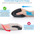 Miniatyrbillede 6 af 8: Ergonomisk lodret trådløs mus, genopladelig optisk mus,