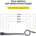 Miniatyrbilde 5 av 8: 3-i-1 ladekabel, [3A/1M/2stk] fleksibel universell USB-kabel, med iP C-type