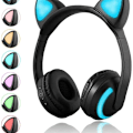 Miniatyrbilde 1 av 7: Trådløst Bluetooth-katteøre-headset med mikrofon og 7-farget LED