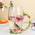 Miniatyrbillede 5 af 5: Håndlavede glas kaffekopper med skeer, 350 ml kopper,