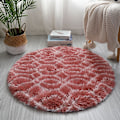 Miniatyrbilde 1 av 5: Fluffy gulvteppe Faux Fur Fluffy teppe Gradient dekorativ gulvmatte for soverom stue spisestue 40x60cm, rød sirkel KLB