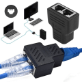 Miniatyrbilde 1 av 8: RJ45 Splitter Adapter 1 til 2 Port Hunn til Hunn Internett Extender Nettverk