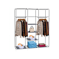 Miniatyrbillede 4 af 5: 69\" Non-Woven Fabric Opbevaringsskab - 9 Hylder inklusive Dobbelt Stang - Grå Farve KLB