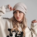 Miniatyrbilde 5 av 6: Slouchy strikket lue for kvinner, vinter, myk, varm, dameull, stripet, karri, KLB