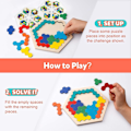 Miniatyrbillede 8 af 8: Træ Hexagon Puslespil - Form Blok Tangram Hjerne Teaser Legetøj Geometri KLB