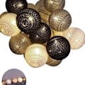 Miniatyrbillede 2 af 8: Bomuldsbold Fe Lys - 3M 20 LED Bold Fe Lys Grå KLB