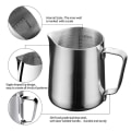 Miniatyrbilde 3 av 6: Melkeskummer, 350ml + 600ml håndholdt rustfritt stål melkeskummerkanne, kaffe KLB