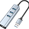 Miniatyrbillede 1 af 7: USB 3.0 til Ethernet-adapter, 3-port USB 3.0-hub med RJ45