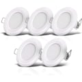 Miniatyrbillede 1 af 5: 5 LED-badeværelsesspotlights, ultraflade 25mm, Ø90mm, hvide, indbyggede loftslamper, 5-7W LED-panel,