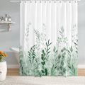 Miniatyrbillede 1 af 5: 180x200 cm Grøn Polyester Stof Bruseforhæng, Urskog, Eng, Grønne Planter, Akvarel Effekt, Anti-Mildew, Vandtæt o-