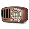 Miniatyrbild 1 av 6: Retro radio med Bluetooth-högtalare, Aooeou radio vintage liten valnötsträ