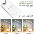 Miniatyrbilde 2 av 5: Dimbar LED-bordlampe, 3 moduser/ 5 lysstyrkenivåer/LCD-skjerm/alarmklokke/temperatur og kalender, øyebeskyttende berørings-LED-skrivebordslampe White
