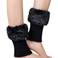 Miniatyrbilde 1 av 4: Kvinners jenter Faux Fur Boot Cuff Socks - Strikkede leggvarmere
