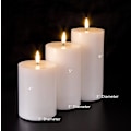 Miniatyrbillede 2 af 5: Hvide flade flammefri stearinlys med fjernbetjening, flimrende ægte voks LED-batterilys D 3\" H 4\" 5\" 6\", 3-pak