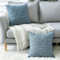 Pikkukuva 5 / 5: 2 kpl tyynynpäällistä, yksivärinen, pellavainen tyynynpäällinen, sohvaan, makuuhuoneeseen, kotiin, 45*45cm Peacock blue