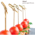Miniatyrbillede 4 af 5: Sæt med 100 stk. knudede bambusspyd, miljøvenlige pinde, bambusspyd til fingermad, grillspyd, fest, cocktails, størrelse 9 cm.