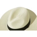 Miniatyrbillede 4 af 5: Damer Bredskygget Halm Panama Roll up Hat Bæltespænde Fedora Strand Solhat til kvinder UPF50+ Milky white