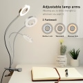 Miniatyrbillede 2 af 5: 360° Fleksibel LED Klemmelampe, 3 Tilstande og 10 Lysstyrkeniveauer - Fleksibel Klemmelampe til Sengeryg, Soveværelse, Kontor 12W Sølv