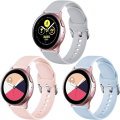 Miniatyrbild 1 av 5: 3-pack handledsband, kompatibel med Samsung Galaxy Watch, mjukt silikonarmband, för Galaxy Watch Active/Watch 3/Gear Sport, rosa/ljusblå/grå