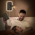 Miniatyrbillede 5 af 5: 2 stk LED Vægslampe, Sengeborde Læselys, Justerbar Hovedgærde Vægskål, med USB Opladningsport og Afbryder, Sort
