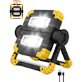 Miniatyrbillede 1 af 5: Genopladelig LED-projektør, 3 lystilstande 2 COB Vandafvisende bærbar LED-projektør, 360° rotation 1400LM arbejdslys til garage, camping, nødsituationer