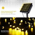 Miniatyrbilde 3 av 5: Solcellelyssnor, 200 stk LED utendørs vanntett lyssnor 22m, 8 moduser, egnet for hage, hjem, hage, hage, bryllup varm hvit