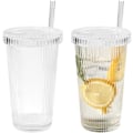 Pikkukuva 1 / 5: 2 kpl Lasit Kupit Kansi ja Olki 380ML Lasit Kupit Kansi ja Olki Uusiokäyttöiset Lasikupit, Matkakupit (Läpinäkyvä)