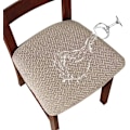 Miniatyrbild 1 av 4: Stolskydd 2/4 st stolskyddsöverdrag avtagbart vattentätt stolsöverdrag tvättbart Jacquard elastiskt stolsöverdrag (Tan, 4 st)