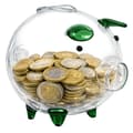 Liten spargris i glas green