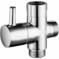 Miniatyrbild 1 av 5: 1-delad mässingsduschventil med T-adapter, G1/2\" duscharm 3-vägs avledningsventil, universell 3-vägs, mässing kromplätering, för kök badrum