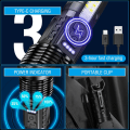 Miniatyrbillede 4 af 5: A76 Superkraftig LED-lommelygte 20000 lumen USB genopladelig lommelygte 7 tilstande taktisk lommelygte med klip