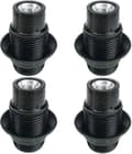 Svart E14 Skrue, 4 stk E14 Sokkel, E14 Sokkel Lyspære, Solid Lyspæresokkel, Svart Adapter Sokkel