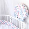 Miniatyrbilde 1 av 5: Myk vevd sprinkelsengstøtfanger 3M sprinkelsengstøtfanger med 3 stropper Perfekt for å holde babyen trygg - Rosa+Hvit+Blå