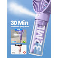 Miniatyrbild 2 av 5: Bärbar Fläkt med Dimmfunktion - Uppladdningsbar Handhållen Personlig Vattenfläkt med Spray 32ml Vattentank Mini Kylande Handfläktar för Resor Purple