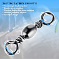Miniatyrbild 3 av 5: 100 st Fiske Tackle Swivel Kolstål Fiske Connector Swivel Färskvatten Swivels Stål Kroklina Connector Rullande Fiske Swivels size 2