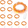 Miniatyrbillede 1 af 5: Efterårsdekorationslys, 12/8-pak 2m 20 LED efterårsfe-lys Halloween indendørs blinkende stjernelys batteri mikro sølvtråd ildflue-lys Orange