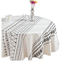 Pikkukuva 1 / 5: Bohemian geometrinen pöytäliina puuvillapellava boho pöytäliina valkoinen ja musta pöytäliina