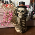 Miniatyrbilde 3 av 5: Blyantholder, skrivebordsarrangør, skrivebord blyantholder, Retro Skull Desktop Pen Container Organizer