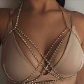Miniatyrbillede 1 af 5: Fashion Krystal Guld Kropkæde Fest Bikini Crossover Brystkæder BH Fin Smykker Tilbehør