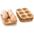 Miniatyrbilde 1 av 4: Mini bambus 18 hullers egg brett sett, 3 små stativer, høykvalitets antikk tre egg stativ for djevel egg 3 stykke sett