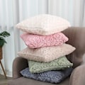 Miniatyrbilde 4 av 5: Pakke med 2 myke plysj beige putetrekk 45x45cm firkantede putevar med kort fluffy kunstig ull putetrekk for sofa soverom stue