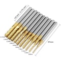 Miniatyrbillede 5 af 5: 10 stk. PCB roterende fræsere titaniumbelagt hårdmetal end mill gravering bits sæt 1/8\" (3mm) skaft bor til CNC roterende gravering 0,8mm-3,175mm