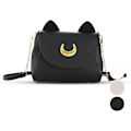 Miniatyrbillede 1 af 5: Kvinders Kawaii Skuldertasker Søde Katteformede Crossbody Tasker Satchel Taske Casual Tasker Pu Læder (Sort)