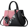 Miniatyrbillede 1 af 5: Dametasker Blomstermønster Crossbody Tasker Pom Pom Dekoration Håndtasker Tote Tasker til Kvinder Damer Skuldertaske PU Læder burdeos
