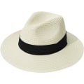 Miniatyrbillede 1 af 5: Damer Bredskygget Halm Panama Roll up Hat Bæltespænde Fedora Strand Solhat til kvinder UPF50+ Milky white