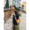 Miniatyrbillede 3 af 5: Lærred skuldertaske til kvinder Lille lærred skuldertaske til kvinder Tykt stof Lille messenger taske Retro Vintage Crossbody tasker Sød lynlås pung til piger