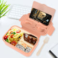Miniatyrbilde 4 av 4: 1400 ml Bento Lunsjboks, Beholder med 3 Rom, BPA-fri Sandwichboks for Voksne og Barn, Rosa