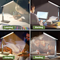 Miniatyrbilde 5 av 5: Dimbar LED-bordlampe, 3 moduser/ 5 lysstyrkenivåer/LCD-skjerm/alarmklokke/temperatur og kalender, øyebeskyttende berørings-LED-skrivebordslampe Black