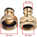 Miniatyrbilde 4 av 4: 3/4\" & 1/2\" BSP 2 i 1 Messing Metall Utendørs Hage Slange Kran Kobling Gjengede Kran Adapter 2 Pakk
