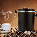 Miniatyrbillede 1 af 3: 1500ML Kaffebeholder til formalet kaffe, kaffebønnebeholdere, lufttæt kaffebeholder med ske, sort
